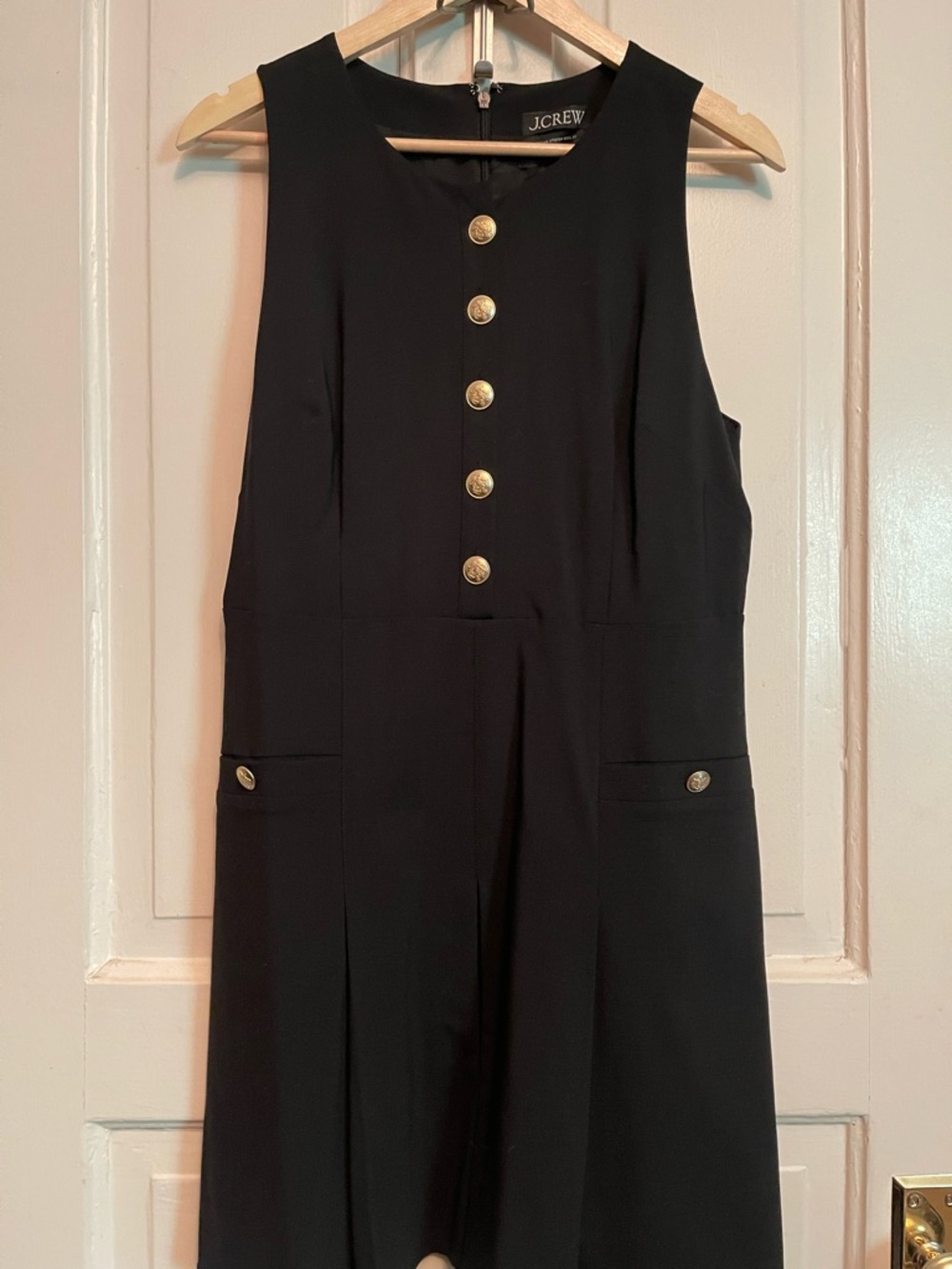 NWOT J. Crew Black Pleated Mini Dress Italian Bi-stretch Wool-Tollegno 1900